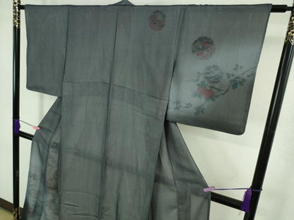 平和屋着物●極上　訪問着　無双　紗袷　紗×絽　雪輪枝花文　暈し染め　逸品　DZAB4350kh6