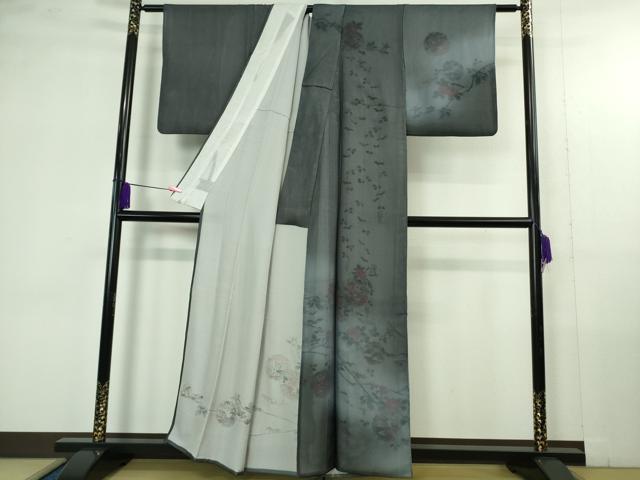 平和屋着物●極上　訪問着　無双　紗袷　紗×絽　雪輪枝花文　暈し染め　逸品　DZAB4350kh6