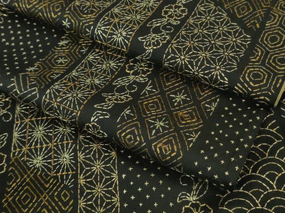 平和屋本店●極上　本場大島紬　刺し子　総刺繍　名物裂　黒地　逸品　DZAB4351kh6