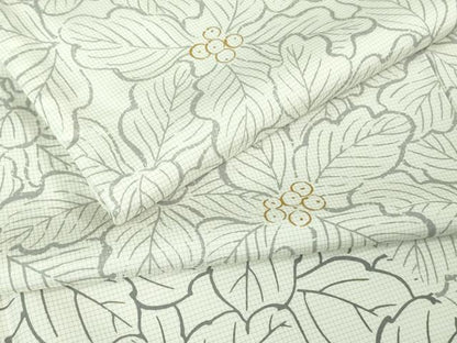 平和屋着物●極上　本場縞大島紬　白大島　訪問着　南天草葉文　金彩　逸品　未使用　DZAB4353kh6