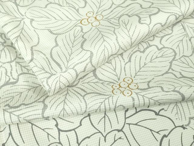 平和屋着物●極上　本場縞大島紬　白大島　訪問着　南天草葉文　金彩　逸品　未使用　DZAB4353kh6
