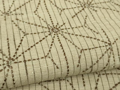 平和屋着物▽極上 訪問着 紬 単衣 刺し子 刺繍 麻の葉 逸品 DZAB4356kh6