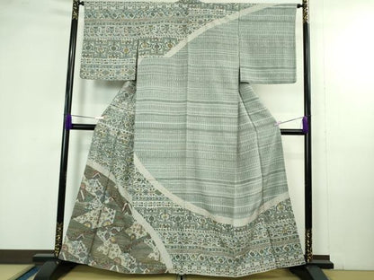 平和屋本店●極上　中国三大刺繍　スワトウ刺繍　汕頭刺繍　相良刺繍　訪問着　切嵌花唐草文　金糸　逸品　DZAB4357kh6