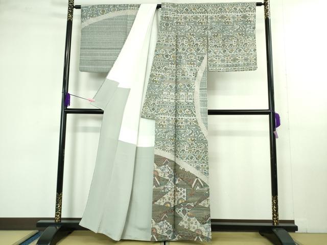 平和屋本店●極上　中国三大刺繍　スワトウ刺繍　汕頭刺繍　相良刺繍　訪問着　切嵌花唐草文　金糸　逸品　DZAB4357kh6