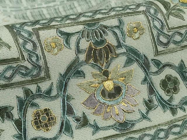 平和屋本店●極上　中国三大刺繍　スワトウ刺繍　汕頭刺繍　相良刺繍　訪問着　切嵌花唐草文　金糸　逸品　DZAB4357kh6