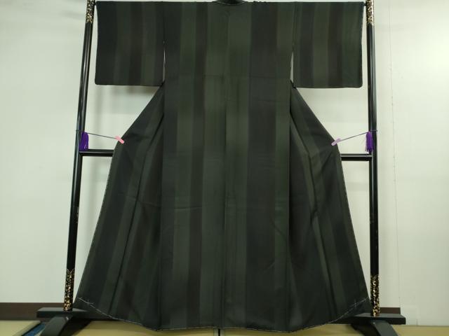 平和屋着物●極上　京都の名門ブランド　銀花仙　小紋　間道　黒地　暈し染め　逸品　未使用　DZAB4361kh6