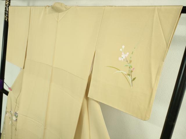 平和屋着物●極上　京加賀友禅　百貫石峰 　訪問着　花篭　枝花　蜂蜜色地　逸品　DZAB4362kh6