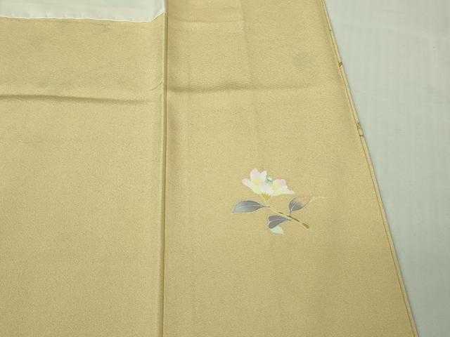 平和屋着物●極上　京加賀友禅　百貫石峰 　訪問着　花篭　枝花　蜂蜜色地　逸品　DZAB4362kh6