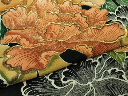 平和屋本店●極上　創業460年・千總　黒留袖　駒刺繍　牡丹　金糸　大丸扱い　逸品　DZAB4363kh6