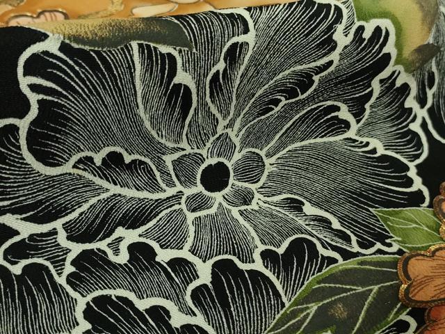 平和屋本店●極上　創業460年・千總　黒留袖　駒刺繍　牡丹　金糸　大丸扱い　逸品　DZAB4363kh6