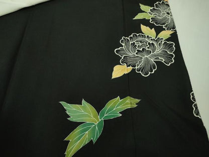 平和屋本店●極上　創業460年・千總　黒留袖　駒刺繍　牡丹　金糸　大丸扱い　逸品　DZAB4363kh6