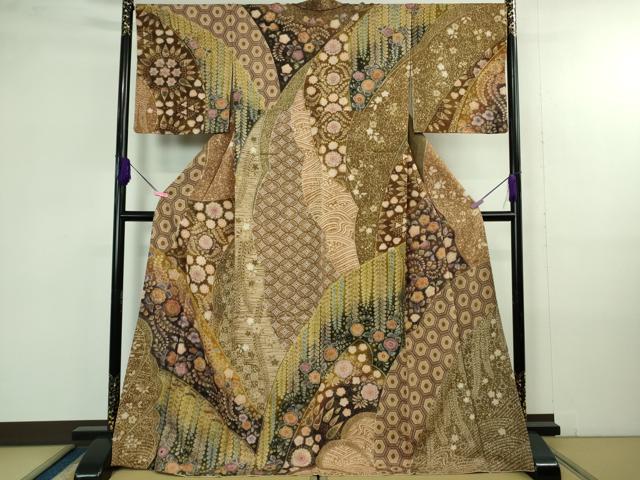平和屋本店●極上　訪問着　辻が花　暈し染め　金彩　金通し地　ロング丈　逸品　DZAB4364kh6