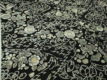 平和屋着物●極上　小紋　草花文　黒地　金彩　伊勢丹扱い　逸品　未使用　DZAB4367kh6