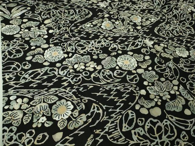 平和屋着物●極上　小紋　草花文　黒地　金彩　伊勢丹扱い　逸品　未使用　DZAB4367kh6