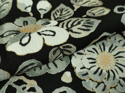 平和屋着物●極上　小紋　草花文　黒地　金彩　伊勢丹扱い　逸品　未使用　DZAB4367kh6
