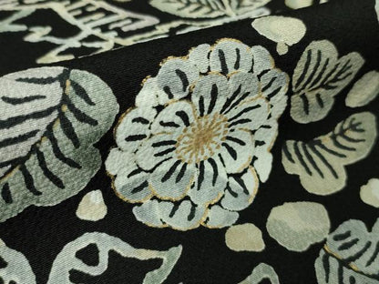 平和屋着物●極上　小紋　草花文　黒地　金彩　伊勢丹扱い　逸品　未使用　DZAB4367kh6