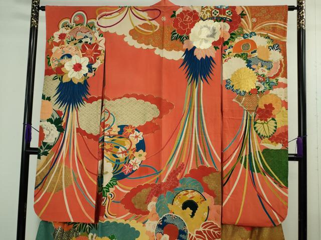 平和屋本店●極上　アンティーク　大正ロマン　振袖　駒刺繍　薬玉花文　金銀糸　逸品　DZAB4371kh6