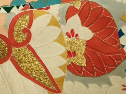 平和屋本店●極上　アンティーク　大正ロマン　振袖　駒刺繍　薬玉花文　金銀糸　逸品　DZAB4371kh6