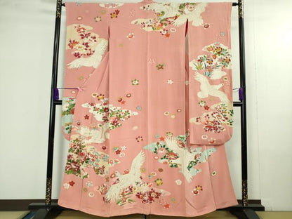 平和屋本店●希少　アンティーク　大正ロマン　振袖　刺繍　鳩羽　ハト　霞花文　金彩　逸品　DZAB4373kh6