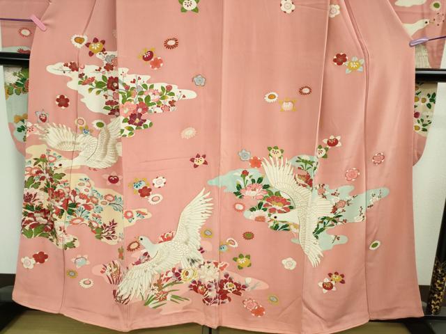 平和屋本店●希少　アンティーク　大正ロマン　振袖　刺繍　鳩羽　ハト　霞花文　金彩　逸品　DZAB4373kh6