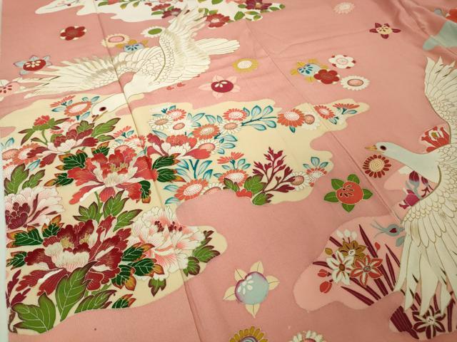 平和屋本店●希少　アンティーク　大正ロマン　振袖　刺繍　鳩羽　ハト　霞花文　金彩　逸品　DZAB4373kh6