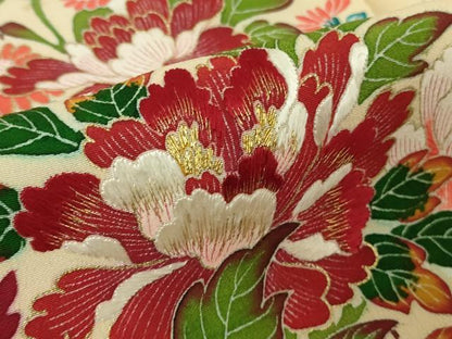 平和屋本店●希少　アンティーク　大正ロマン　振袖　刺繍　鳩羽　ハト　霞花文　金彩　逸品　DZAB4373kh6