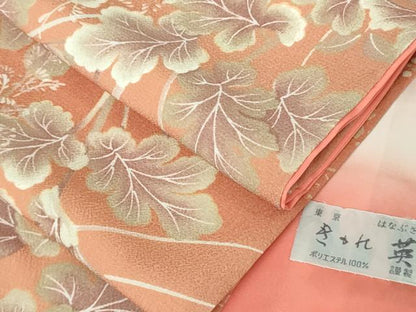 平和屋着物●極上　洗える最高級着物　＜英＞はなぶさ謹製　小紋　草葉文　暈し染め　逸品　DZAB4374kh6