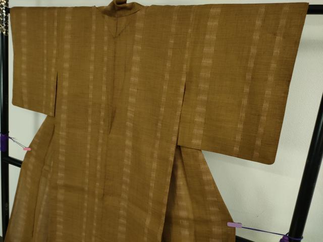 平和屋着物＊極上 夏物 紗紬 間道 灰茶色地 やまと金ラベル 逸品 DZAB4377kh6