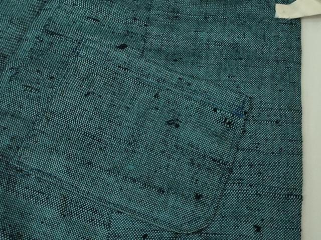 平和屋本店∞希少　ざざんざ織　伊兵衛織　単衣　道中着　ロング丈　藍色地　逸品　DZAB4379kh6