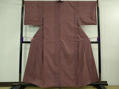 平和屋本店●極上　工芸呉服　芥川　紬　縞　たとう紙付き　逸品　DZAB4380kh6