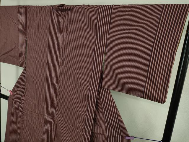 平和屋本店●極上　工芸呉服　芥川　紬　縞　たとう紙付き　逸品　DZAB4380kh6