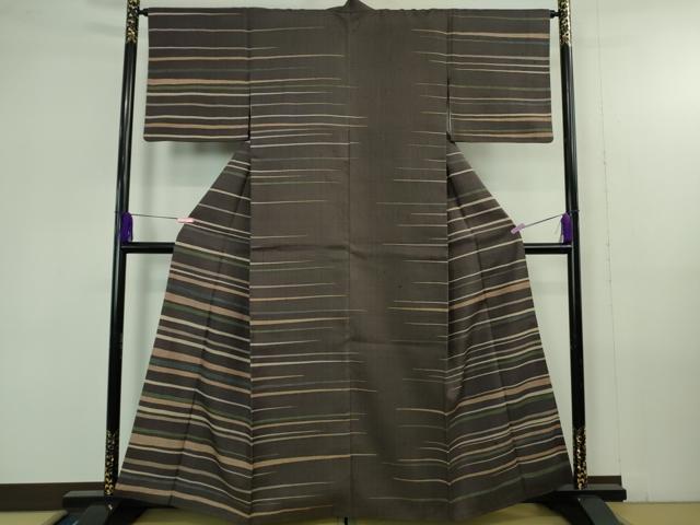 平和屋着物●極上　染織の名門　しょうざん  生紬　訪問着　袷　紫黒色地　逸品　DZAB4382kh6