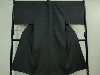 平和屋着物●極上　男性　紬　キングサイズ　色無地　藍鉄色　逸品　DZAB4383kh6