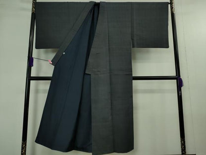 平和屋着物●極上　男性　紬　キングサイズ　色無地　藍鉄色　逸品　DZAB4383kh6