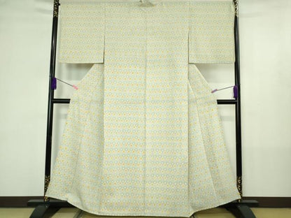 平和屋本店▽極上 工芸 小紋 単衣 花菱 逸品 DZAB4385kh6