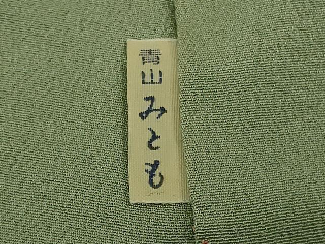 平和屋着物●極上　青山みとも　付下げ小紋　雪芝　兎　うさぎ　退紅色地　鬼しぼ縮緬　逸品　DZAB4388kh6
