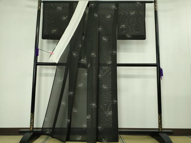 平和屋着物＊極上　夏物　本場大島紬　夏大島　7マルキ　地空　伊勢海老　黒地　証紙付き　逸品　DZAB4393kh6