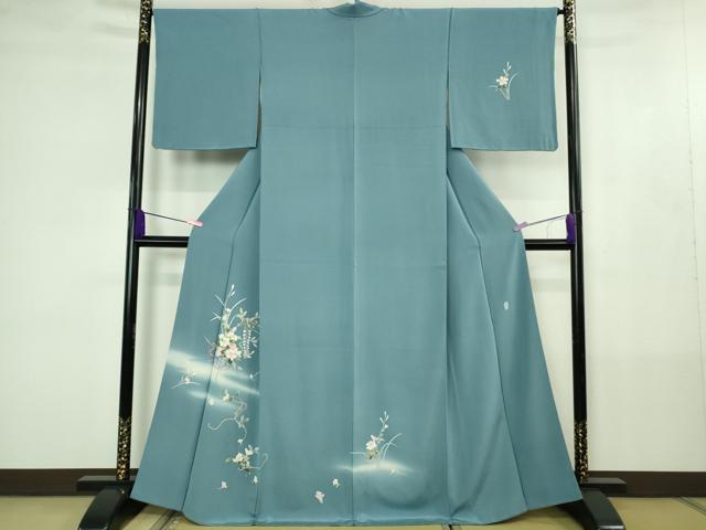 平和屋着物●極上　本加賀友禅作家　南克治　訪問着　草花文　暈し染め　薄花色地　逸品　DZAB4398kh6