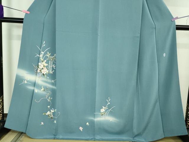 平和屋着物●極上　本加賀友禅作家　南克治　訪問着　草花文　暈し染め　薄花色地　逸品　DZAB4398kh6
