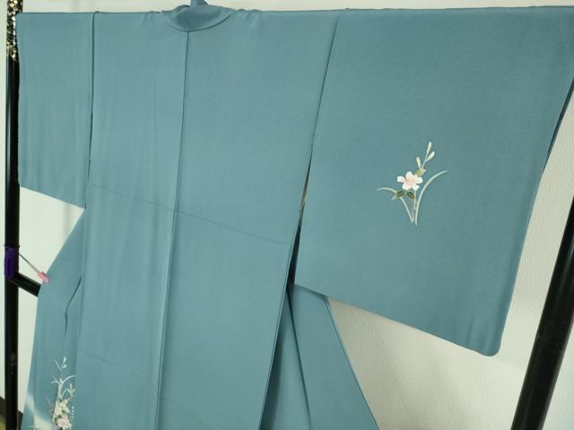 平和屋着物●極上　本加賀友禅作家　南克治　訪問着　草花文　暈し染め　薄花色地　逸品　DZAB4398kh6