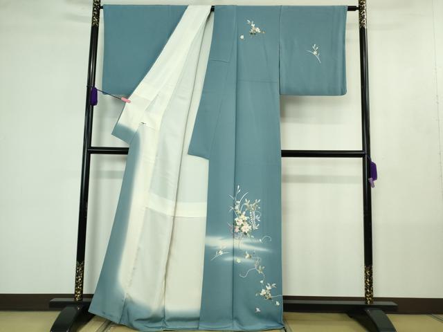 平和屋着物●極上　本加賀友禅作家　南克治　訪問着　草花文　暈し染め　薄花色地　逸品　DZAB4398kh6