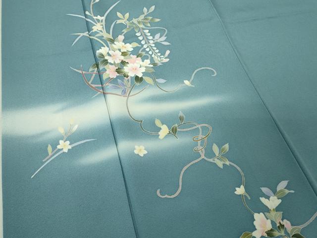 平和屋着物●極上　本加賀友禅作家　南克治　訪問着　草花文　暈し染め　薄花色地　逸品　DZAB4398kh6