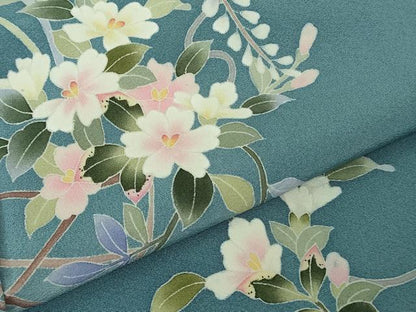平和屋着物●極上　本加賀友禅作家　南克治　訪問着　草花文　暈し染め　薄花色地　逸品　DZAB4398kh6