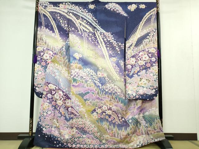 平和屋本店●極上　振袖　辻が花　暈し染め　金糸　銀通し地　逸品　DZAB4401kh6