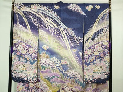 平和屋本店●極上　振袖　辻が花　暈し染め　金糸　銀通し地　逸品　DZAB4401kh6