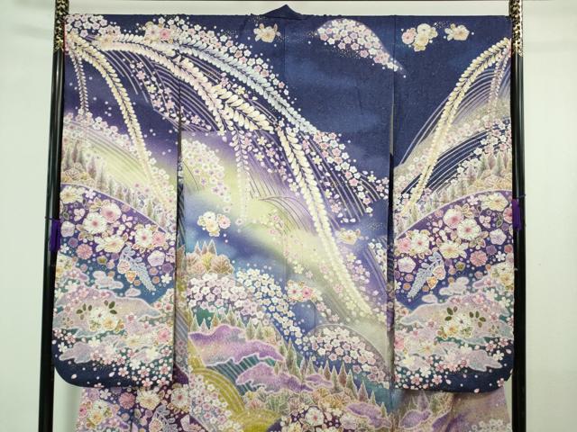 平和屋本店●極上　振袖　辻が花　暈し染め　金糸　銀通し地　逸品　DZAB4401kh6