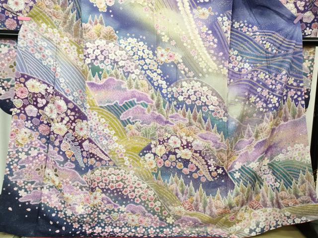 平和屋本店●極上　振袖　辻が花　暈し染め　金糸　銀通し地　逸品　DZAB4401kh6