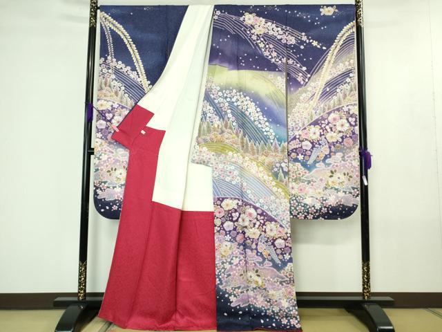平和屋本店●極上　振袖　辻が花　暈し染め　金糸　銀通し地　逸品　DZAB4401kh6