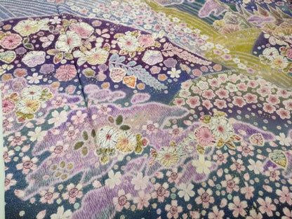 平和屋本店●極上　振袖　辻が花　暈し染め　金糸　銀通し地　逸品　DZAB4401kh6