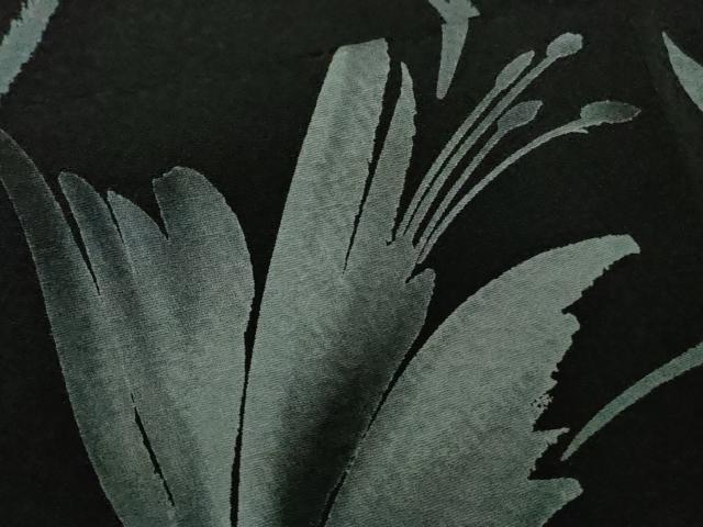 平和屋着物●極上　小紋　枝花文　黒地　逸品　未使用　DZAB4402kh6